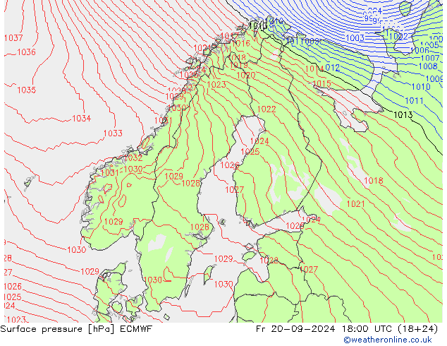 ciśnienie ECMWF pt. 20.09.2024 18 UTC