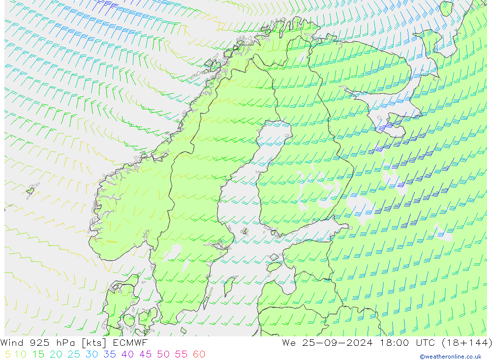 Wind 925 hPa ECMWF We 25.09.2024 18 UTC