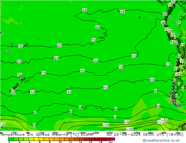 Sıcaklık Haritası 2m Spread ECMWF Paz 22.09.2024 06 UTC