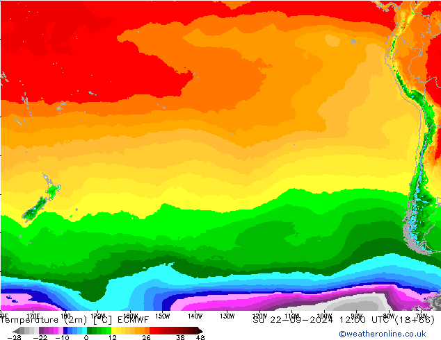 température (2m) ECMWF dim 22.09.2024 12 UTC