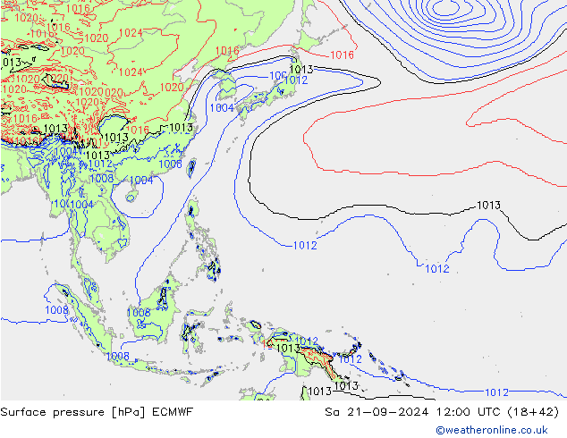 Surface pressure ECMWF Sa 21.09.2024 12 UTC