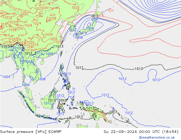 Luchtdruk (Grond) ECMWF zo 22.09.2024 00 UTC