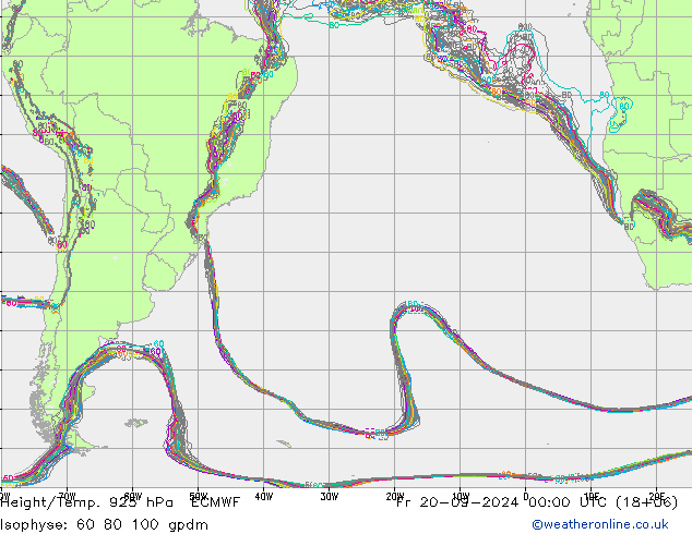 Height/Temp. 925 hPa ECMWF ven 20.09.2024 00 UTC