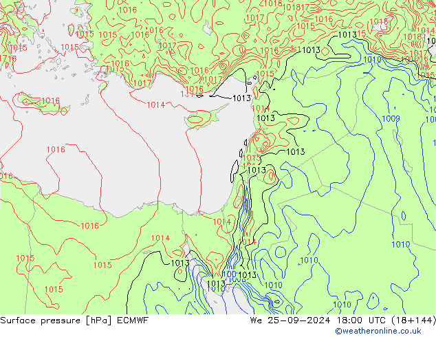 pressão do solo ECMWF Qua 25.09.2024 18 UTC