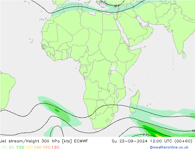 Jet stream/Height 300 hPa ECMWF Su 22.09.2024 12 UTC