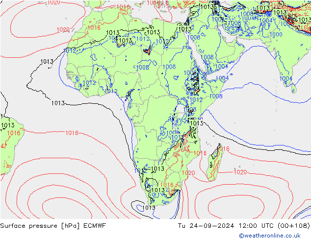 Surface pressure ECMWF Tu 24.09.2024 12 UTC