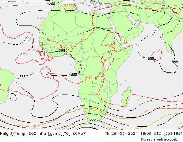 Height/Temp. 500 hPa ECMWF Th 26.09.2024 18 UTC