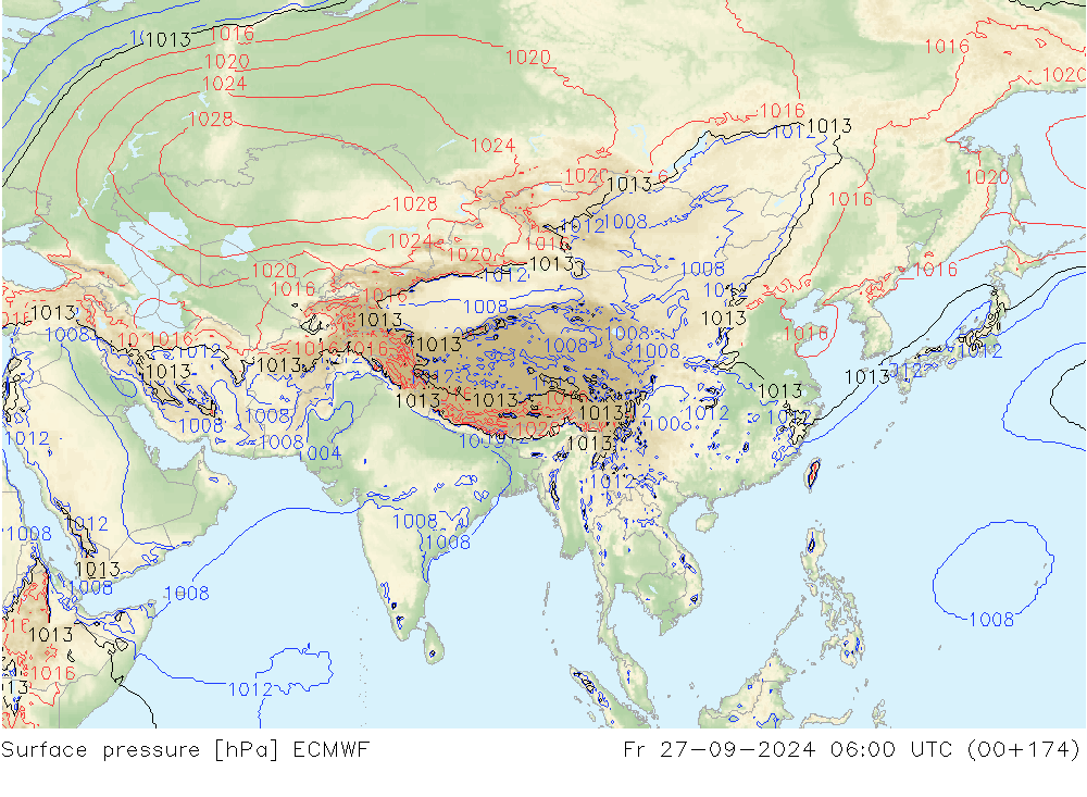 Bodendruck ECMWF Fr 27.09.2024 06 UTC