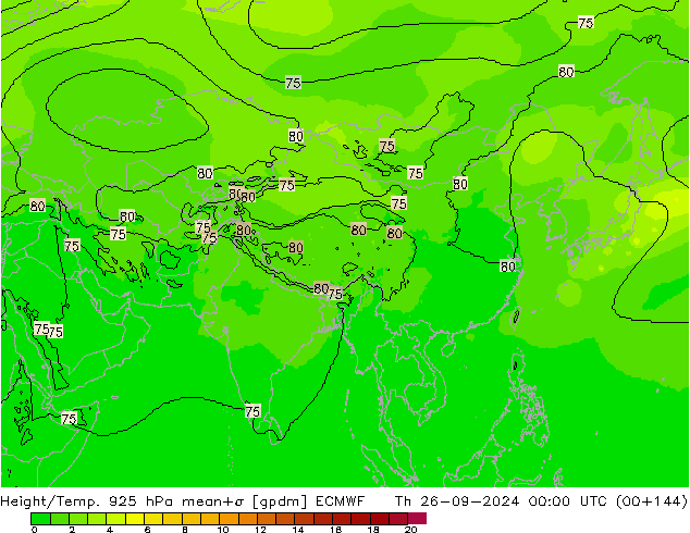 Height/Temp. 925 hPa ECMWF Qui 26.09.2024 00 UTC