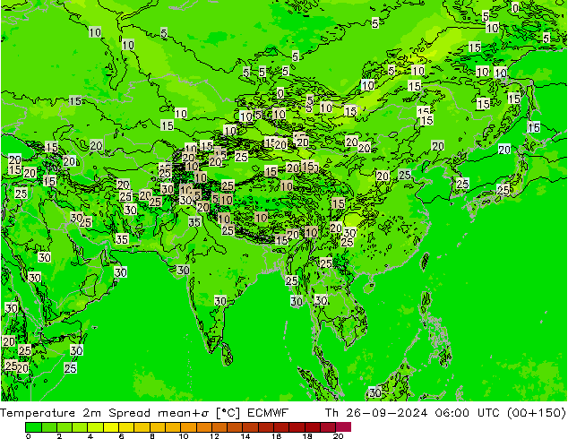 Temperatuurkaart Spread ECMWF do 26.09.2024 06 UTC