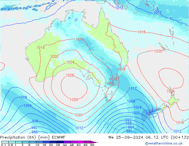 Yağış (6h) ECMWF Çar 25.09.2024 12 UTC