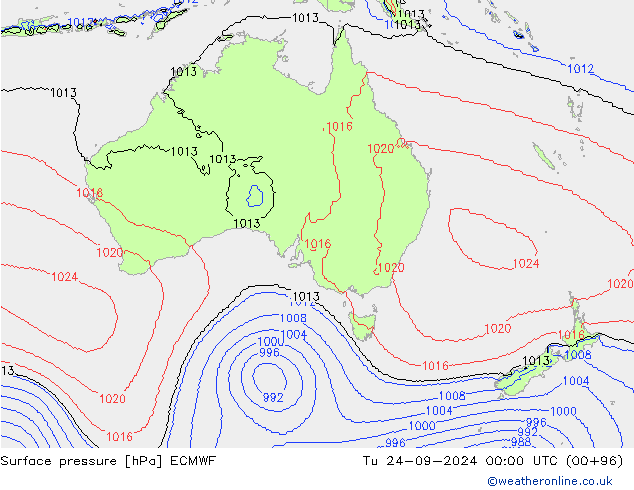 Yer basıncı ECMWF Sa 24.09.2024 00 UTC