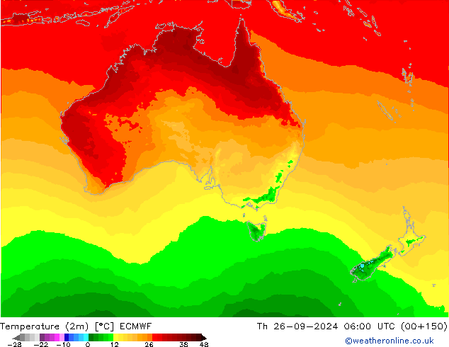 Sıcaklık Haritası (2m) ECMWF Per 26.09.2024 06 UTC