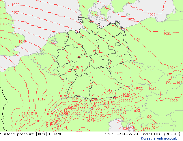 Surface pressure ECMWF Sa 21.09.2024 18 UTC