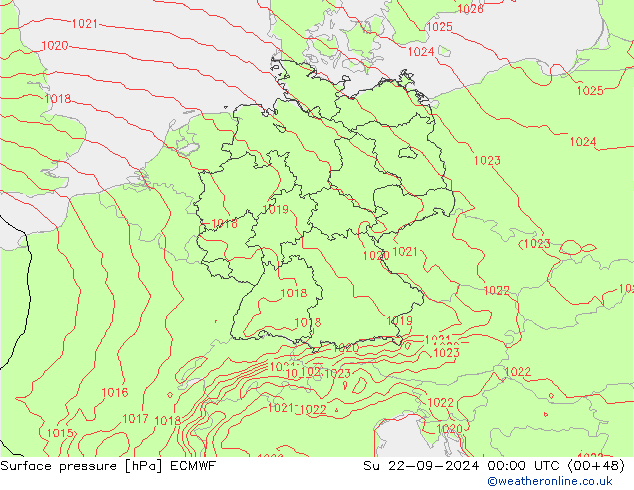 地面气压 ECMWF 星期日 22.09.2024 00 UTC