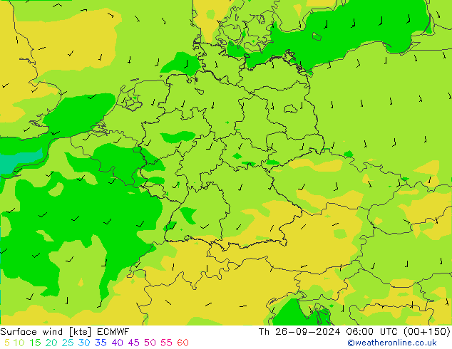 ветер 10 m ECMWF чт 26.09.2024 06 UTC