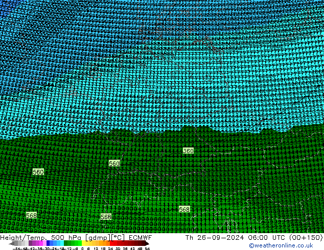 Height/Temp. 500 hPa ECMWF Th 26.09.2024 06 UTC