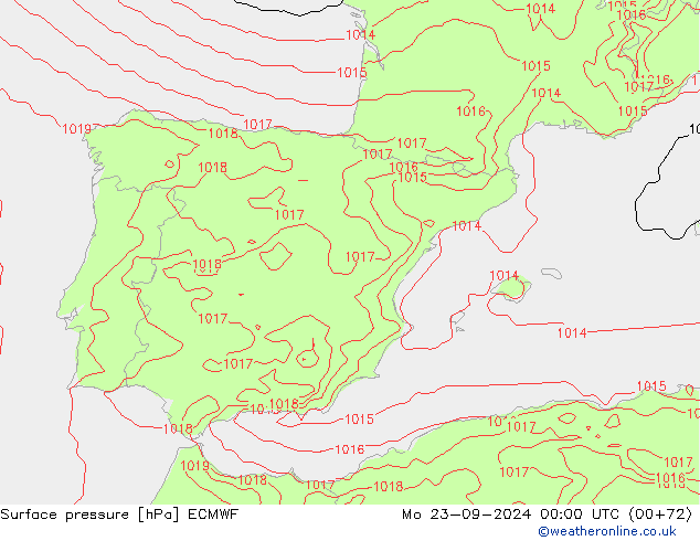 Atmosférický tlak ECMWF Po 23.09.2024 00 UTC