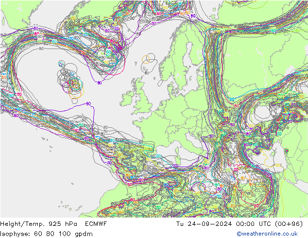 Height/Temp. 925 hPa ECMWF Di 24.09.2024 00 UTC