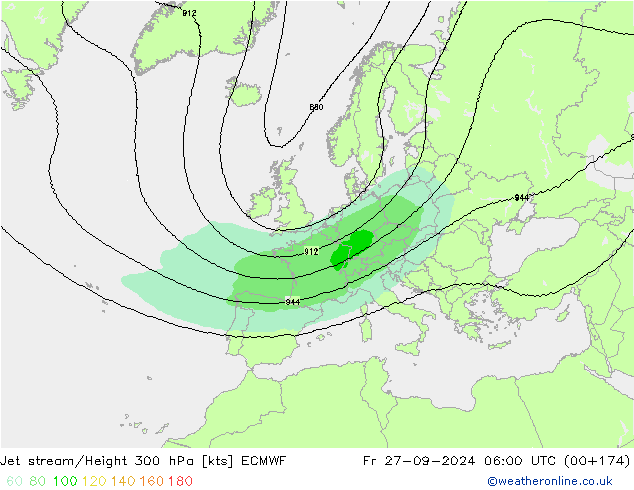 Jet stream/Height 300 hPa ECMWF Fr 27.09.2024 06 UTC