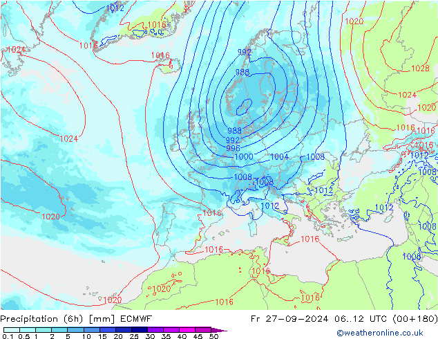 opad (6h) ECMWF pt. 27.09.2024 12 UTC