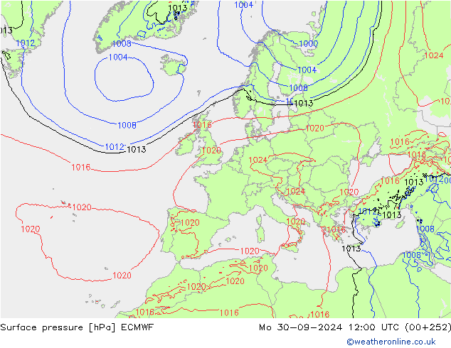 Bodendruck ECMWF Mo 30.09.2024 12 UTC