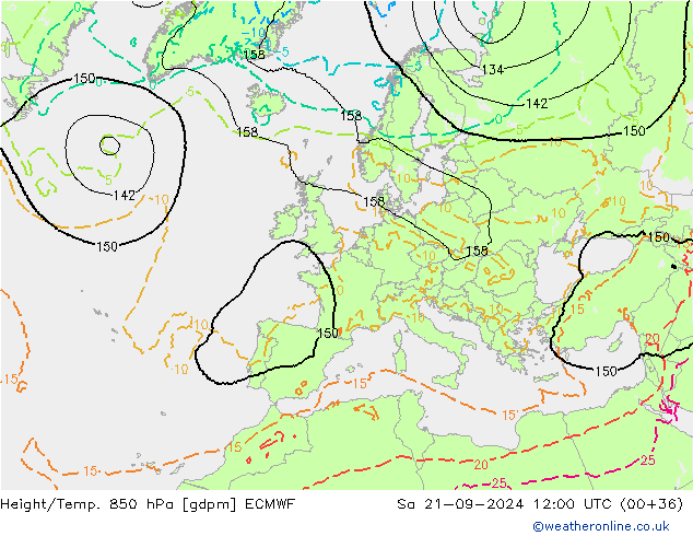 Height/Temp. 850 hPa ECMWF Sáb 21.09.2024 12 UTC