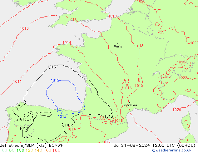 Jet stream/SLP ECMWF Sa 21.09.2024 12 UTC