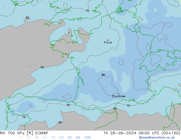 RV 700 hPa ECMWF do 26.09.2024 06 UTC