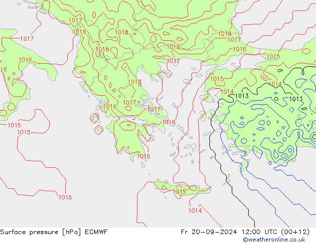 приземное давление ECMWF пт 20.09.2024 12 UTC