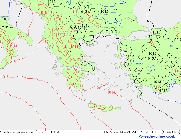 Atmosférický tlak ECMWF Čt 26.09.2024 12 UTC