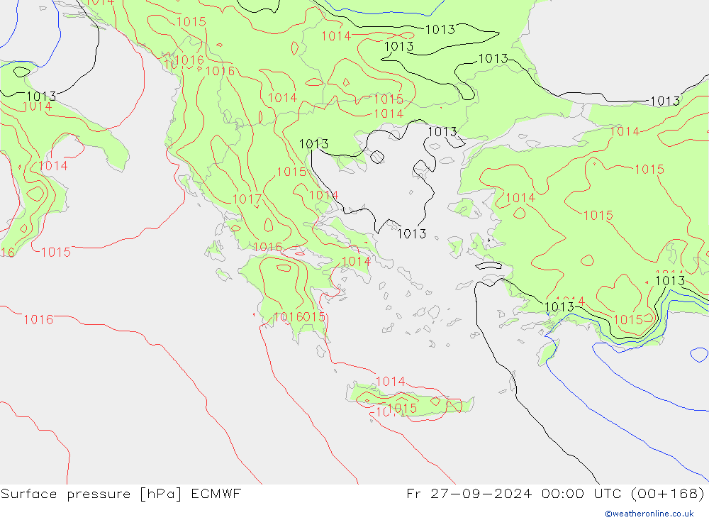 Yer basıncı ECMWF Cu 27.09.2024 00 UTC