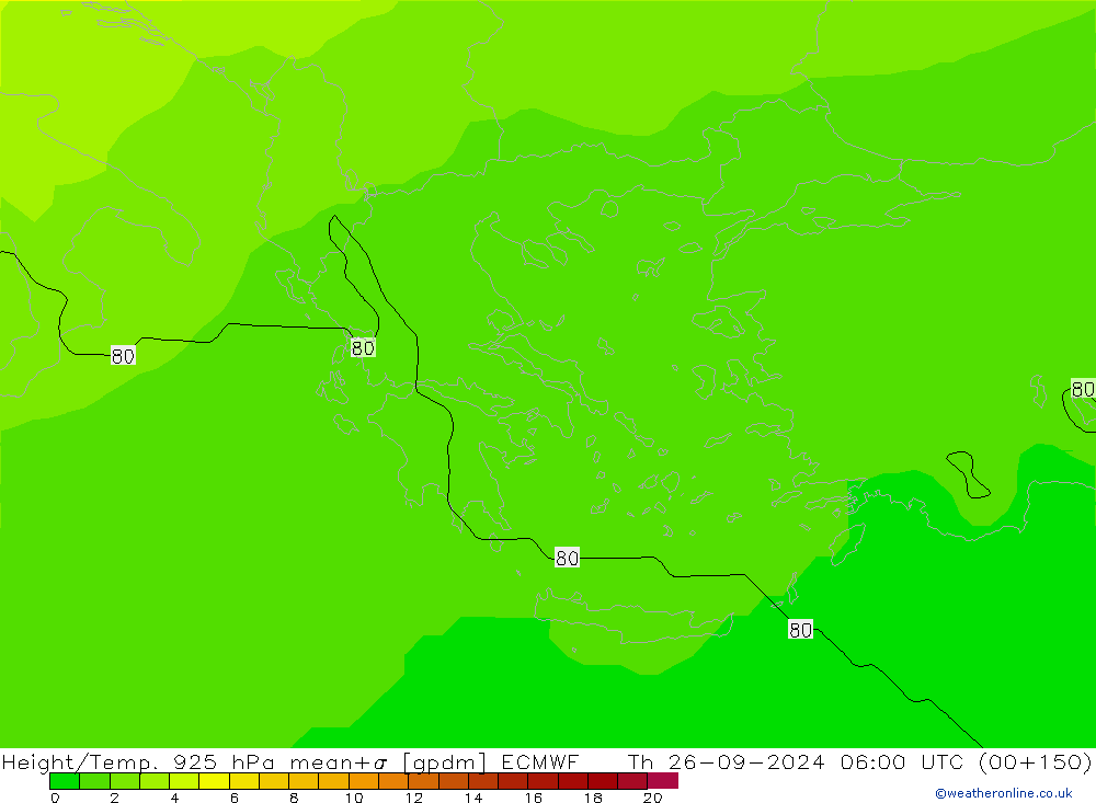 Height/Temp. 925 hPa ECMWF Qui 26.09.2024 06 UTC