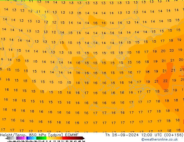 Height/Temp. 850 hPa ECMWF Qui 26.09.2024 12 UTC