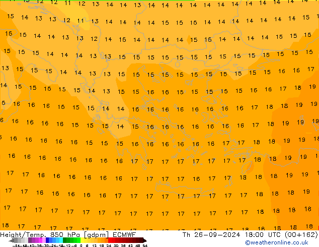 Height/Temp. 850 hPa ECMWF gio 26.09.2024 18 UTC