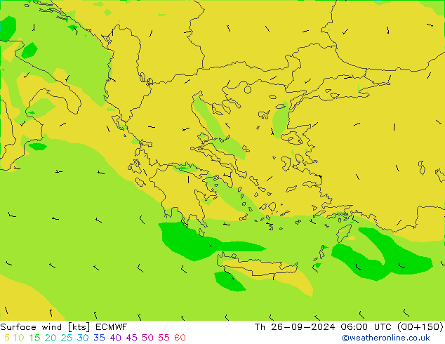 Surface wind ECMWF Th 26.09.2024 06 UTC