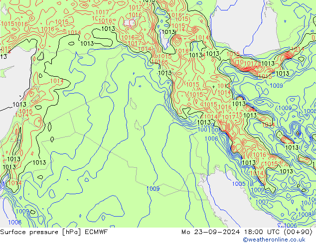 Atmosférický tlak ECMWF Po 23.09.2024 18 UTC