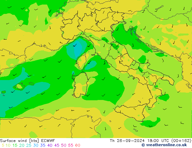 Surface wind ECMWF Th 26.09.2024 18 UTC