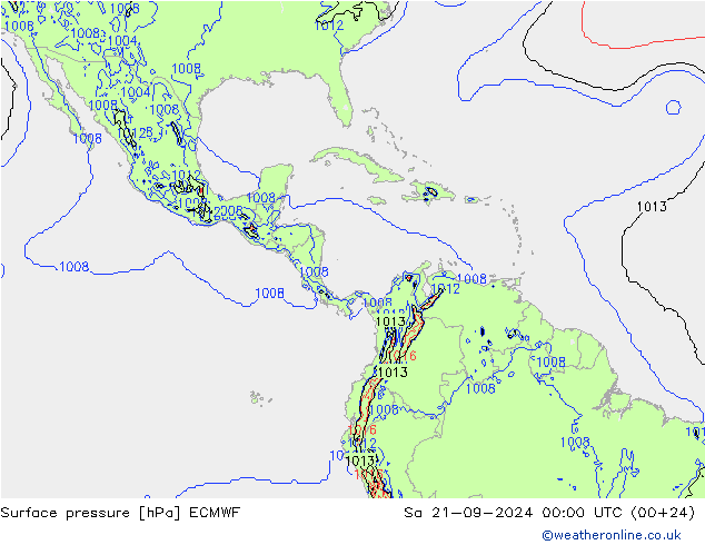 Atmosférický tlak ECMWF So 21.09.2024 00 UTC