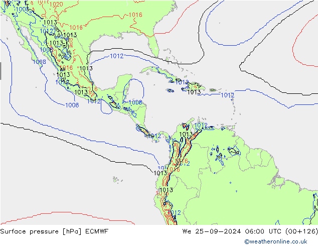 pressão do solo ECMWF Qua 25.09.2024 06 UTC