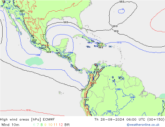 Izotacha ECMWF czw. 26.09.2024 06 UTC