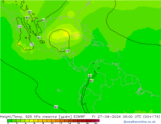 Height/Temp. 925 hPa ECMWF  27.09.2024 06 UTC