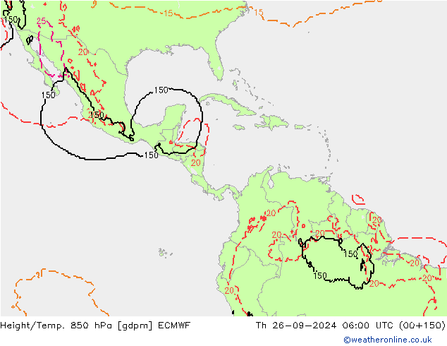 Yükseklik/Sıc. 850 hPa ECMWF Per 26.09.2024 06 UTC