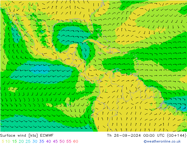 Surface wind ECMWF Th 26.09.2024 00 UTC