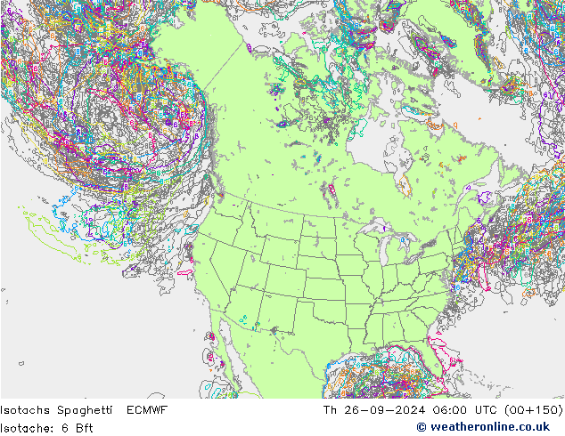 Isotachs Spaghetti ECMWF gio 26.09.2024 06 UTC