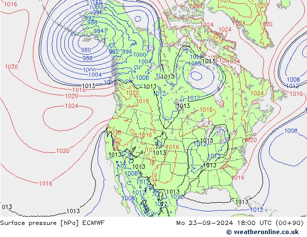 Pressione al suolo ECMWF lun 23.09.2024 18 UTC