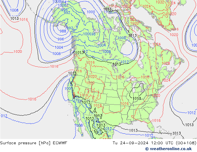 Surface pressure ECMWF Tu 24.09.2024 12 UTC