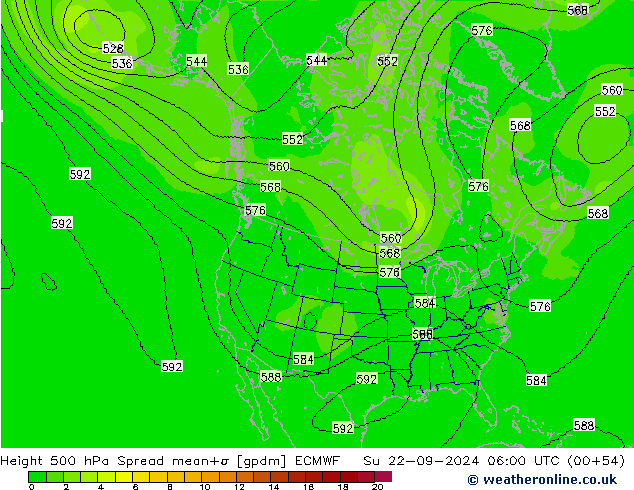 Height 500 hPa Spread ECMWF  22.09.2024 06 UTC