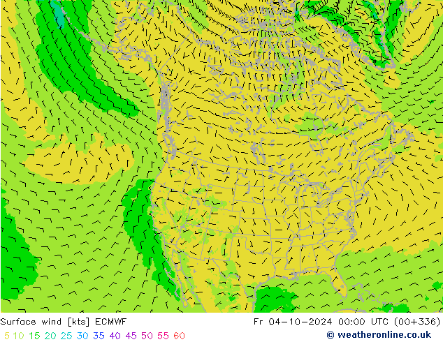 Surface wind ECMWF Pá 04.10.2024 00 UTC