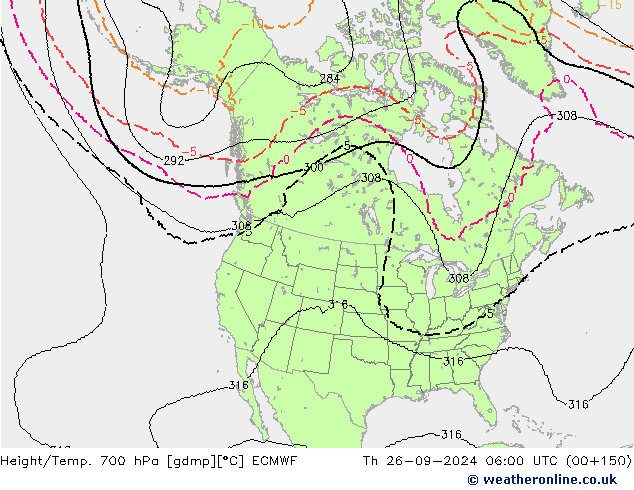 Yükseklik/Sıc. 700 hPa ECMWF Per 26.09.2024 06 UTC